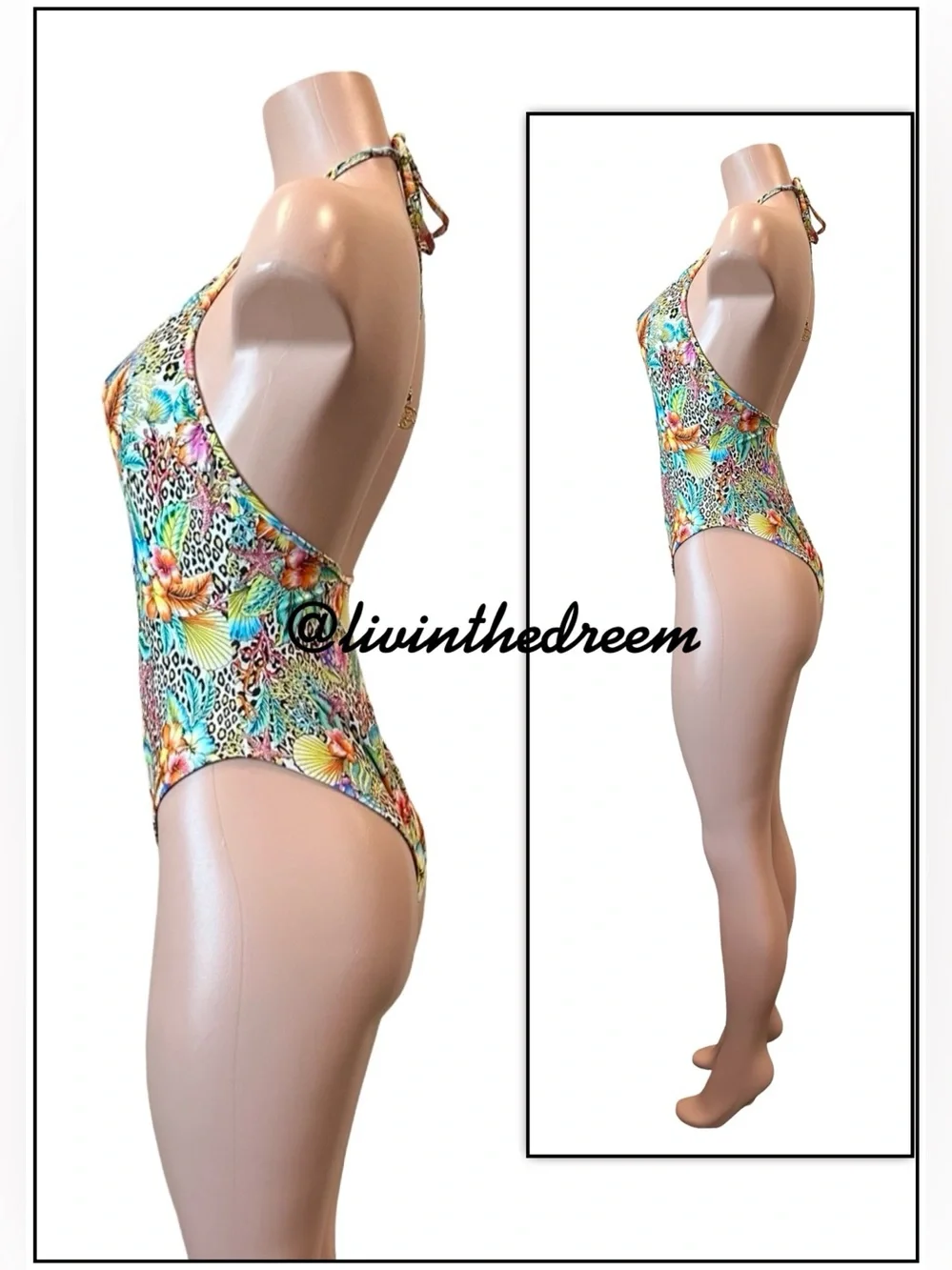 Luli Fama Jungle Tropical Floral Plunge One-Piece Swimsuit - Multicolor SZ XL